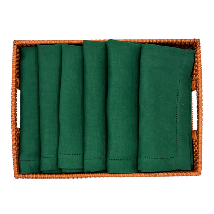 6 x Hørserviet - Hunter green