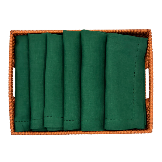 6 x Hørserviet - Hunter green