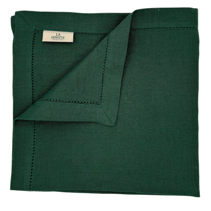 Linen Napkin in Hunter Green made with 100% European Linen - La Dinette