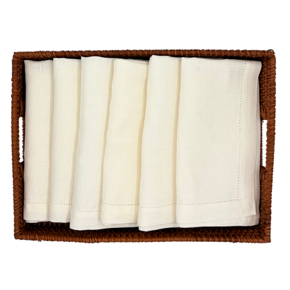 6 x Hørserviet - Linen White