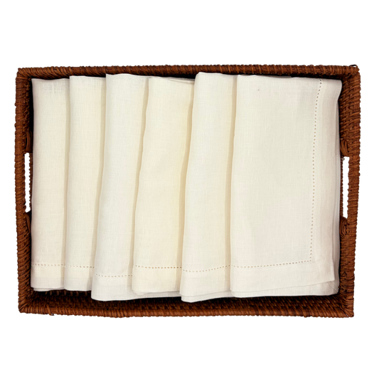 6 x Hørserviet - Linen White