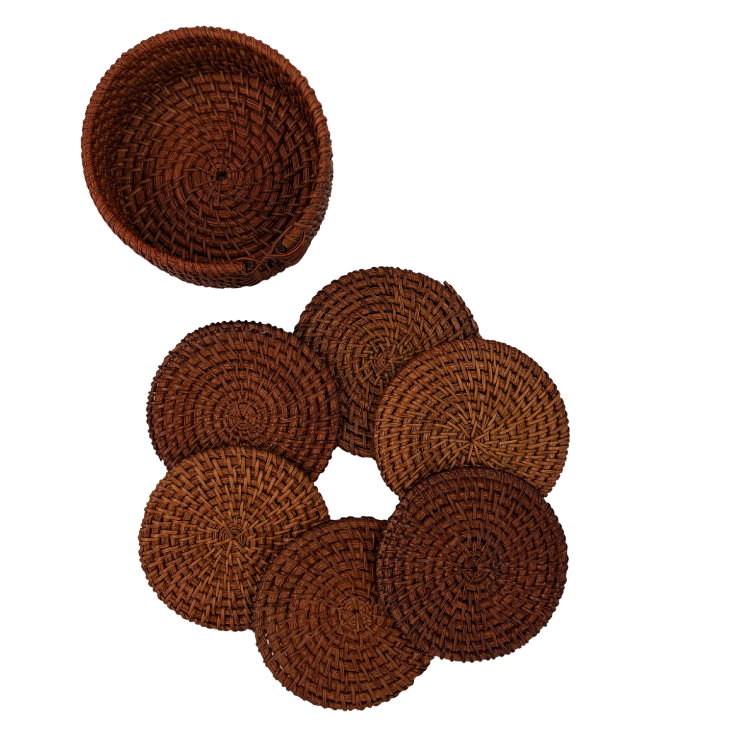 Rattan Coaster -  6 stk
