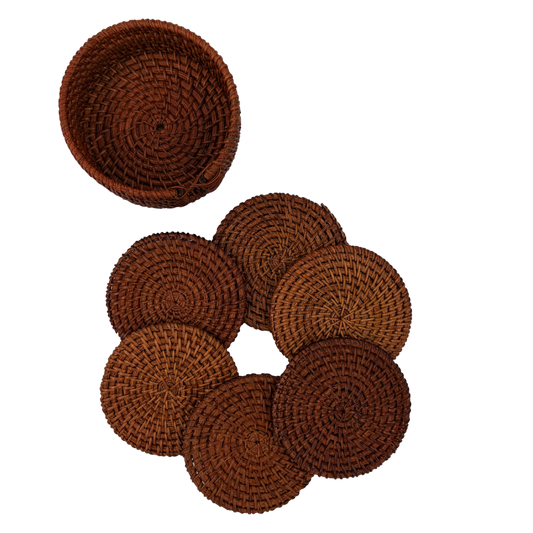 Rattan Coaster -  6 stk