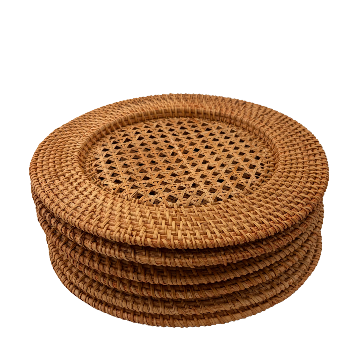 6 x Rattan Dækkebrik - natur