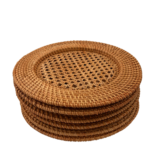 6 x Rattan Dækkebrik - natur
